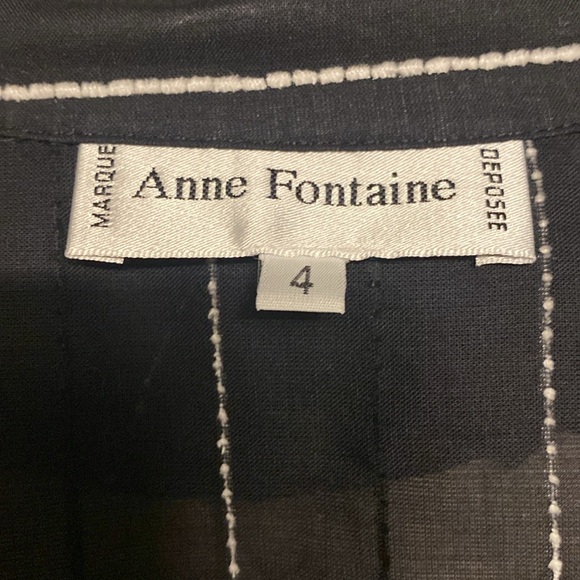 Anne Fontaine Ruffle Front Long Sleeve Blouse, Size 4/6 US Color Black/White - Picture 4 of 11